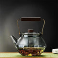 1L Glass Teapot with Dots and Wooden Handle