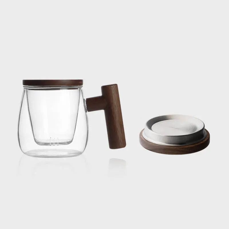 300 ml Glass and Wood Tea Infuser Mug