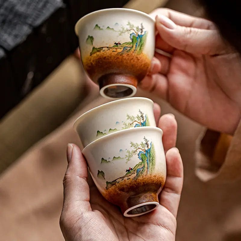 50 ml Ceramic Teacup with Landscape Painting