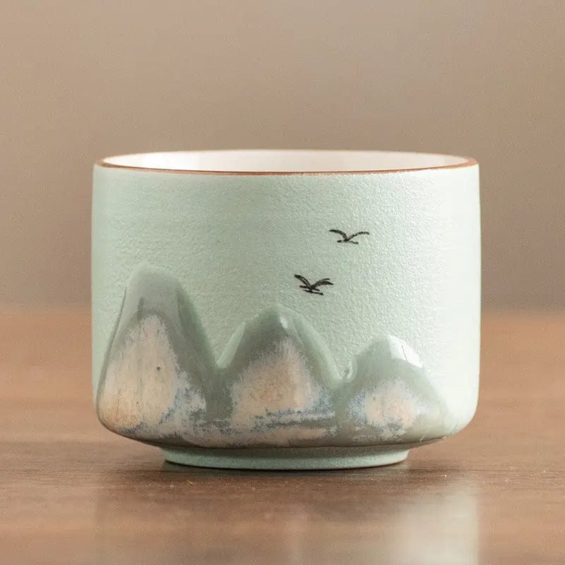 Ceramic Teacups with Mountain Motifs 75ml