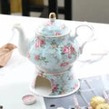 Ceramic Teapot with Warmer 400 ml and Blue Flowers – Elegant Teapot Set