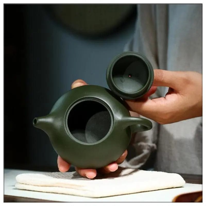 Chinese Green Flat Clay Teapot 200ML