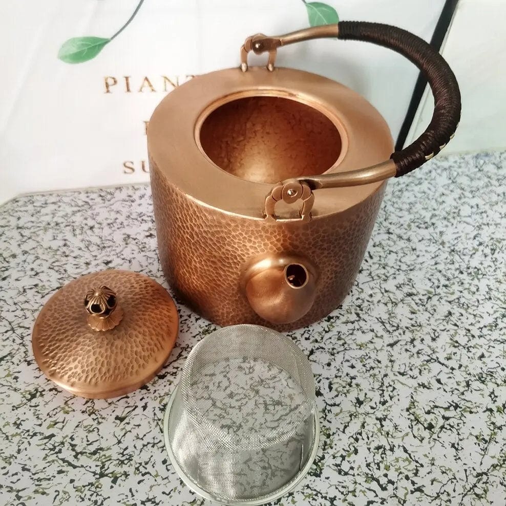 Chinese Hammered Copper Teapot 2L