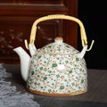 Chinese Porcelain Teapot with Green Flowers, 900 ml