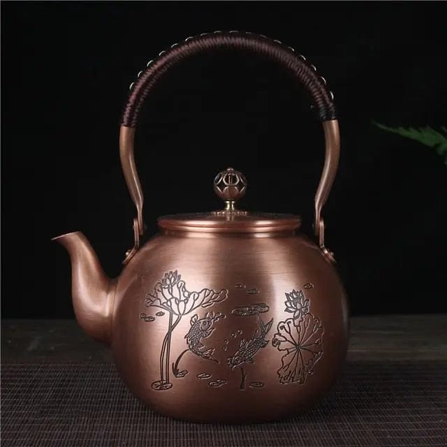 Chinese Round Copper Teapot Fish 1.5L