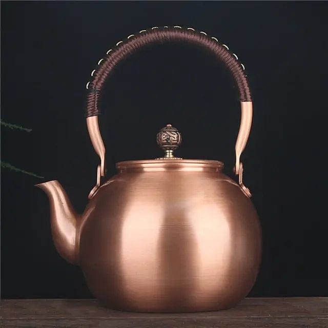 Chinese Round Copper Teapot, Single, 1.5 Liter
