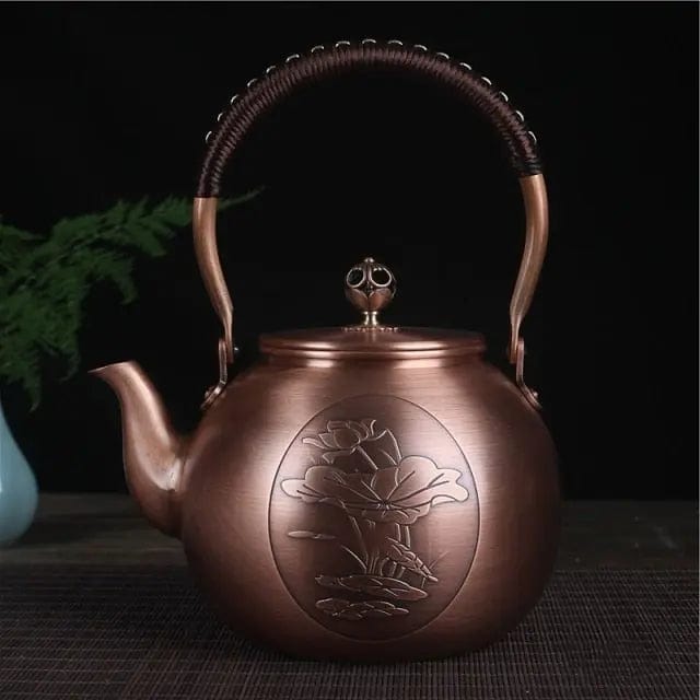 Chinese Round Copper Teapot Water Lily 1.5L