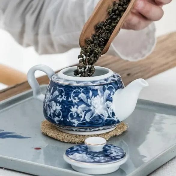 Chinese White and Blue Porcelain Flower Teapot 200 ml