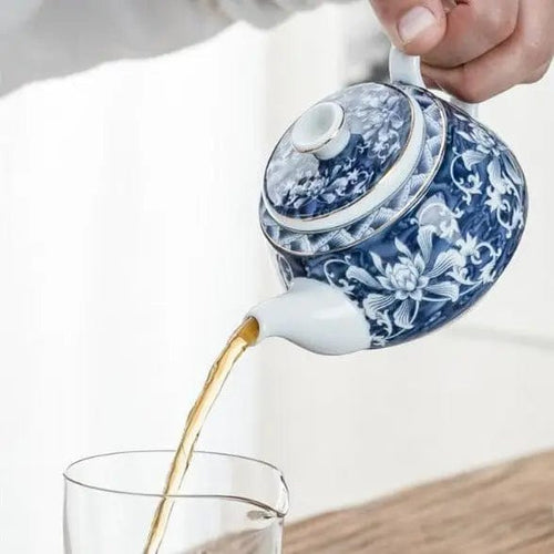 Chinese White and Blue Porcelain Flower Teapot 200 ml