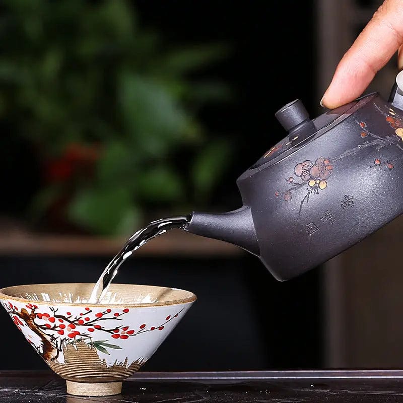 Chinese Yixing Black Flower Clay Teapot 200ML