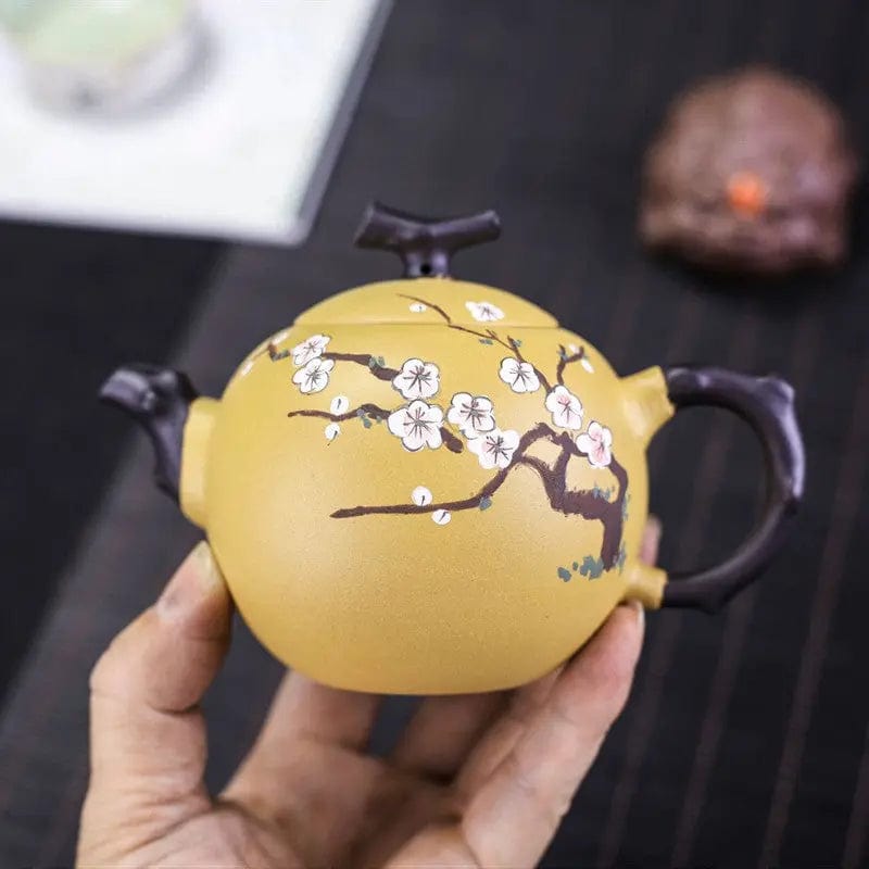 Chinese Yixing Yellow Cherry Blossom Clay Teapot 250 ml