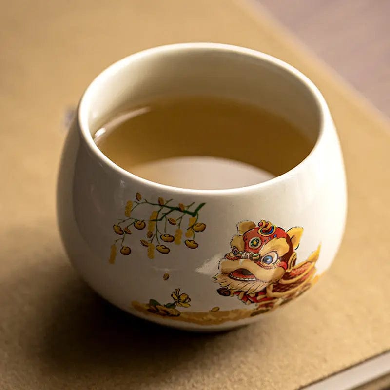 Dancing Lion Ceramic Tea Mug 170ml