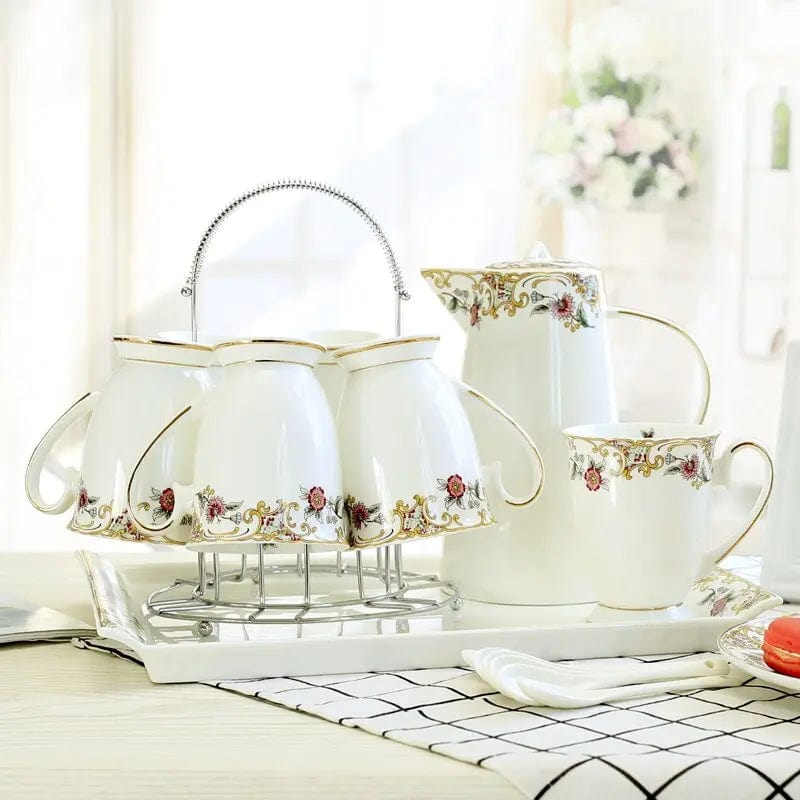Elegant White English Porcelain Teaset