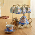 English Blue and Gold Porcelain Tea Set