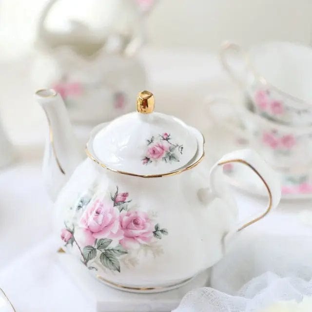 English Camellia Flower Porcelain Teapot 500ML