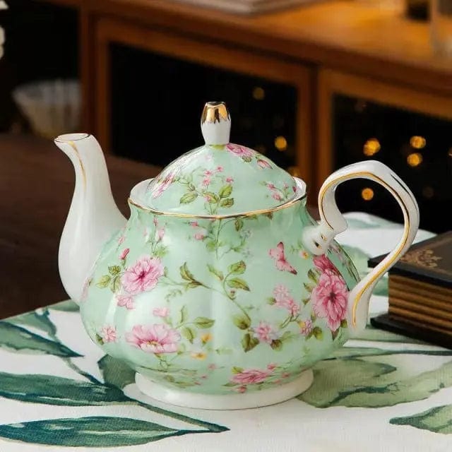 English Green Floral Porcelain Teapot 400ML