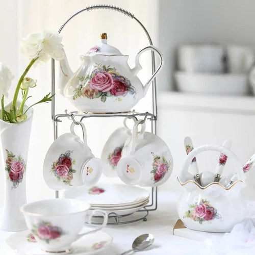 English Porcelain Tea Set with Roses
