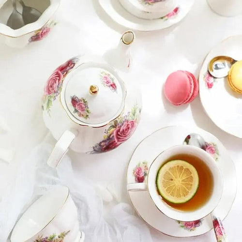 English Porcelain Tea Set with Roses