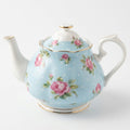 English Porcelain Teapot 1L with Blue Dots and Gold Rim