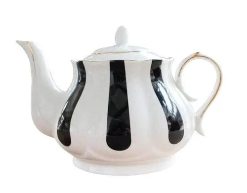 English Porcelain Teapot with Black Stripes, 860 ml