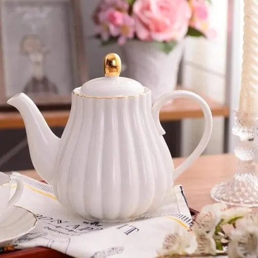 English Pumpkin-Shaped Porcelain Teapot 1L