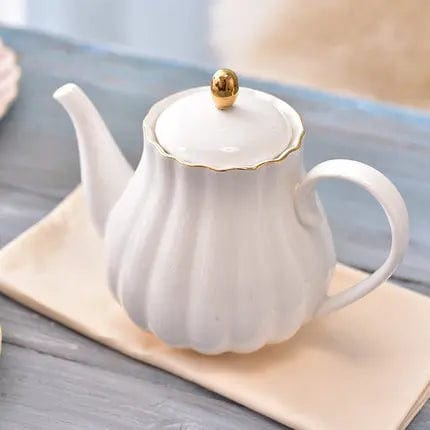 English Pumpkin-Shaped Porcelain Teapot 1L