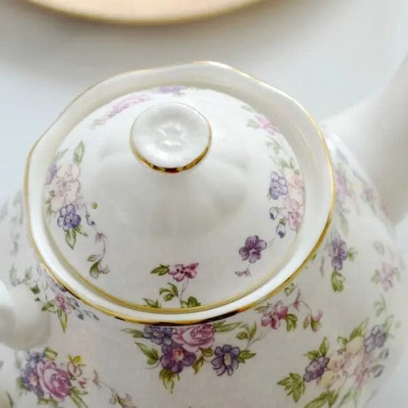 English Purple Floral Porcelain Teapot 1.5L