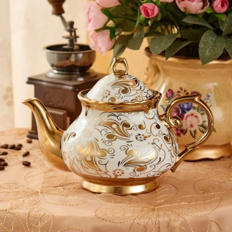 English White and Gold Porcelain Tea Set