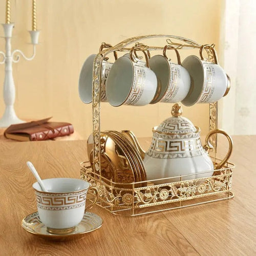 English White and Gold Porcelain Teaset