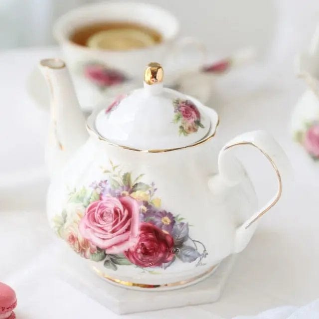 English White Porcelain Teapot with Flowers 500ML