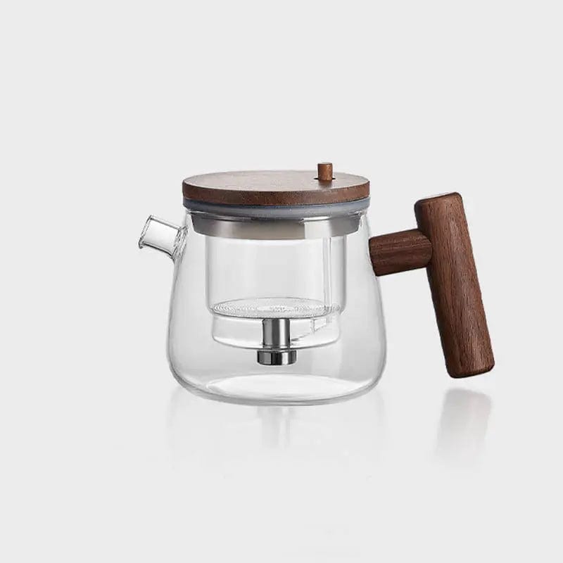 Glass and Wood Teapot with Knob Filter 400 ml