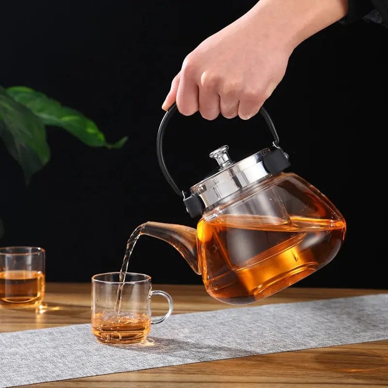 Glass Teapot Pear with Black Handle 800ml