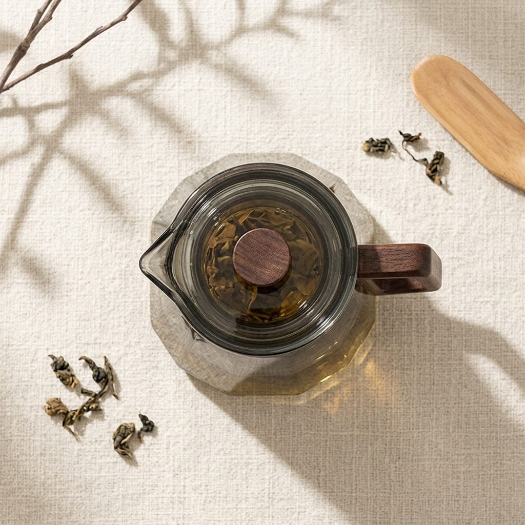 Glass Teapot with Infuser and Walnut Handle – Scandinavian Design 500ml / 700ml