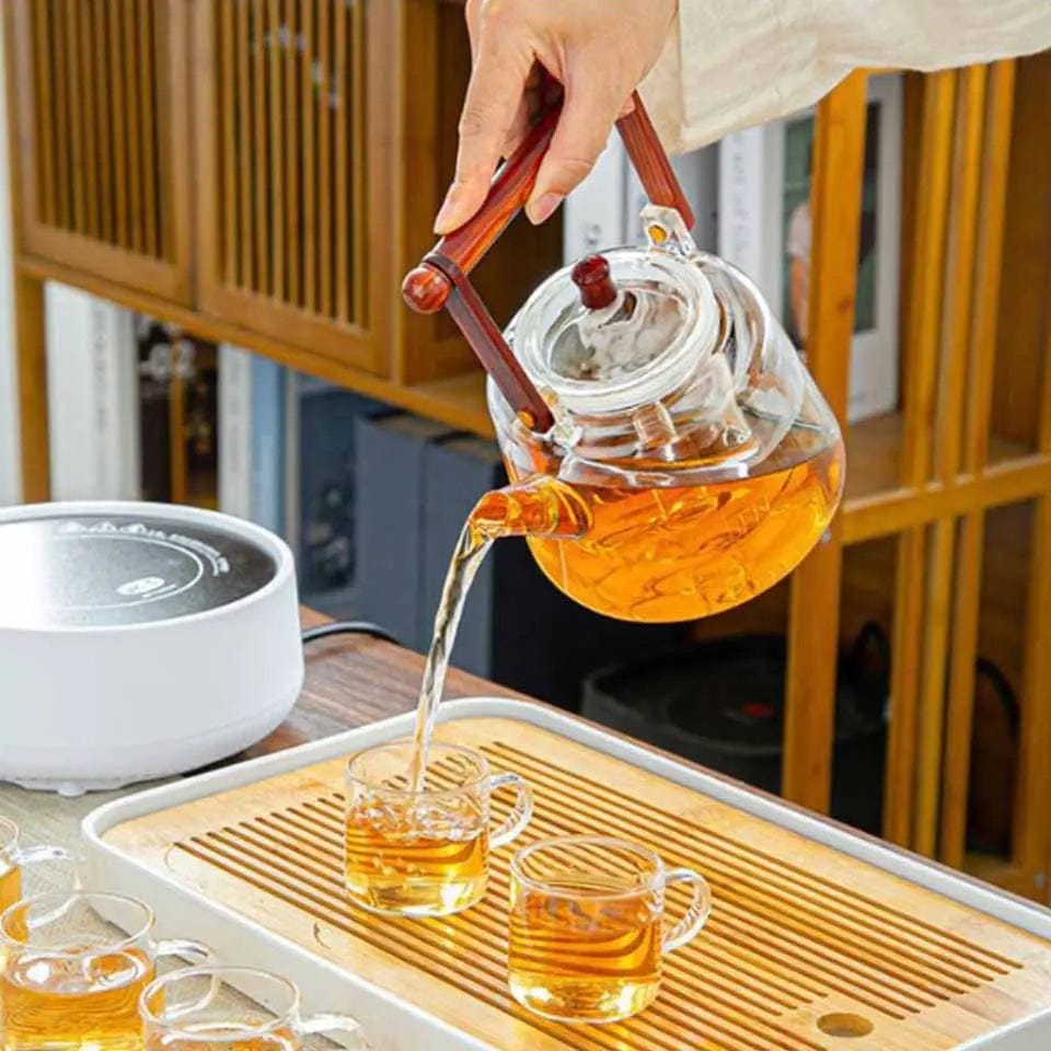 Glass Teapot with Square Handle 1L