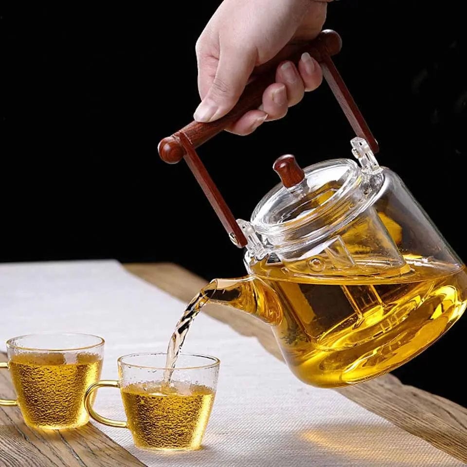 Glass Teapot with Square Handle 1L