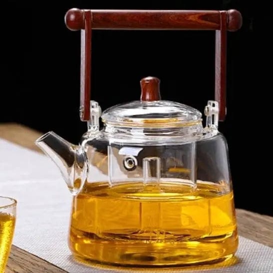 Glass Teapot with Square Handle 1L
