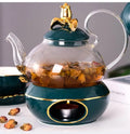 Golden Flowers Glass Teapot 600ML