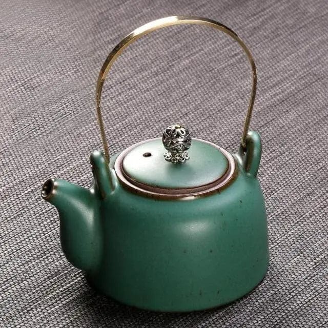 Japanese Antique Green Ceramic Teapot 250 ml