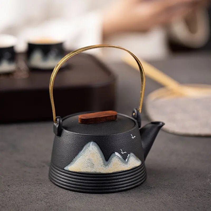 Japanese Black and Designer Ceramic Teapot 290ml