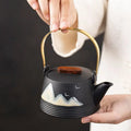 Japanese Black and Designer Ceramic Teapot 290ml