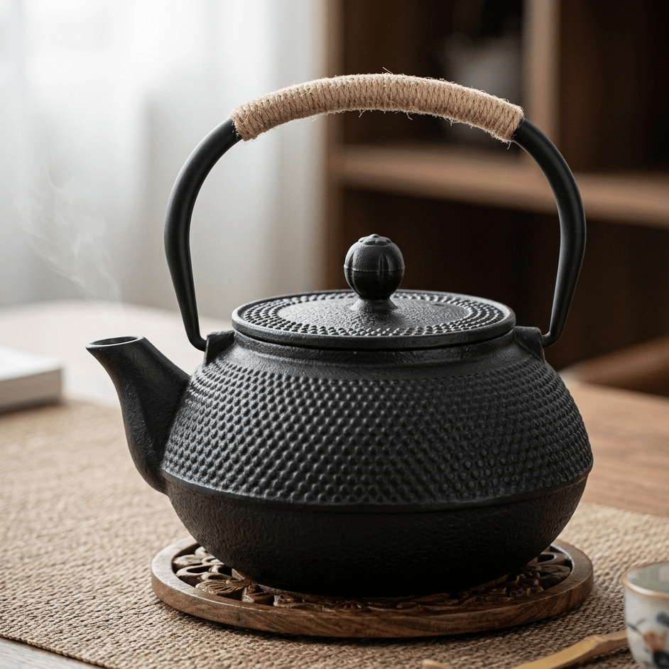 Japanese Black Enameled Cast Iron Teapot 600ML - 1.2L