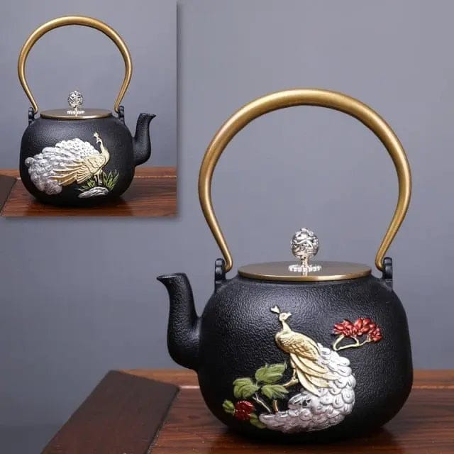 Japanese Cast Iron Peacock Teapot 1.2L