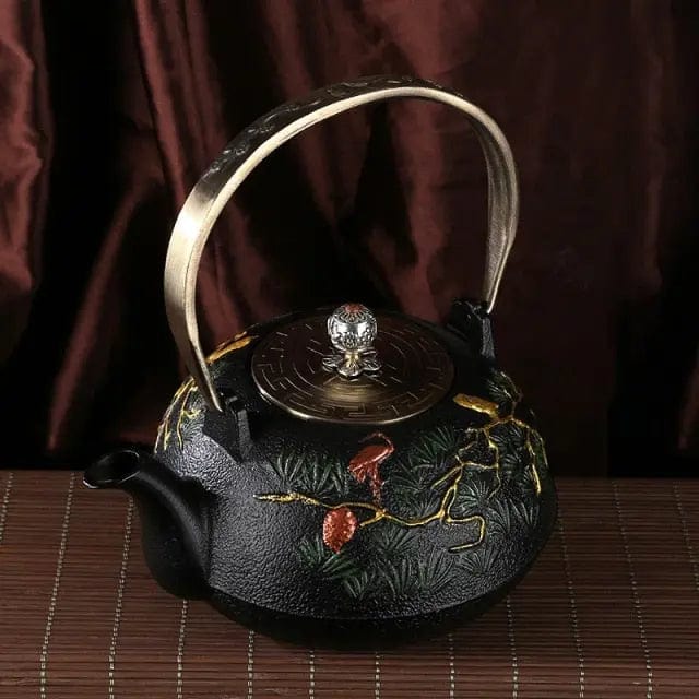 Japanese Cast Iron Teapot Pines 1L