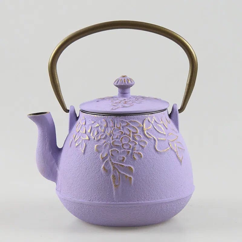 Japanese Cast Iron Teapot with Flowers 1L