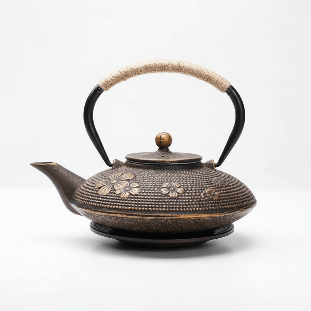 Japanese Cast Iron Teapot with Gold Flowers 800ML