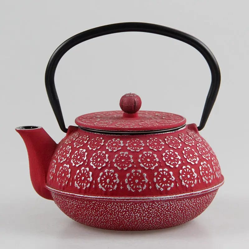 Japanese Cast Iron Teapot with Raised Floral Pattern 600 ml