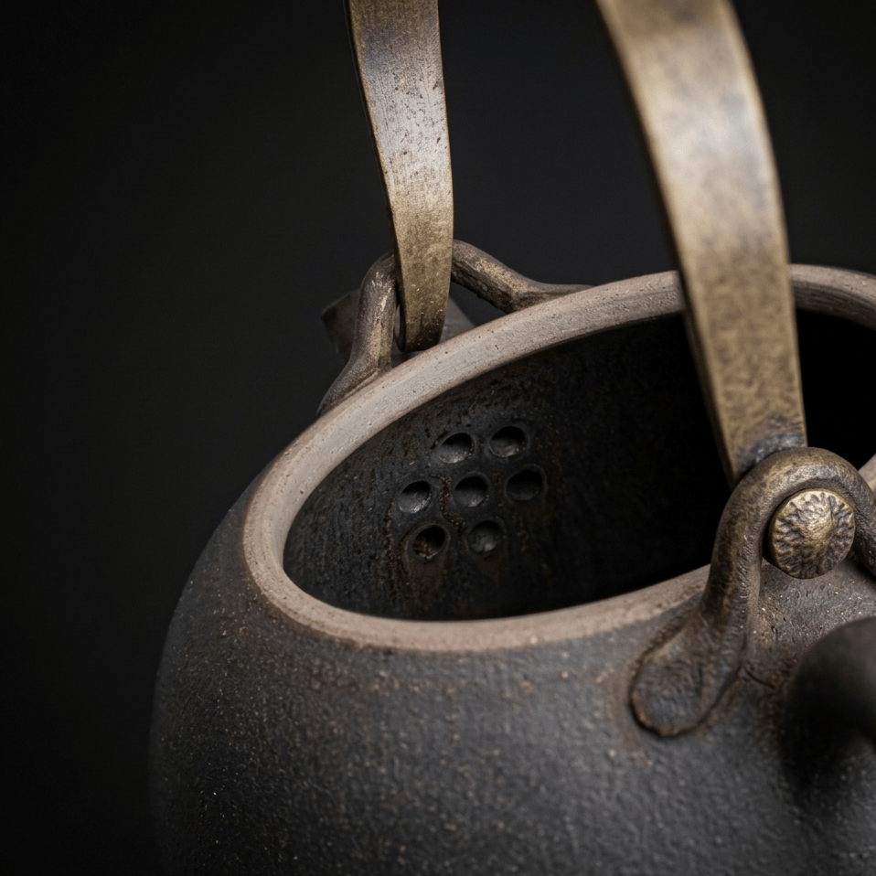 Japanese Ceramic Teapot 475 ml with Vintage Design and Rope Handle