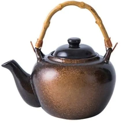 Japanese Ceramic Teapot Brown Bamboo 500ML