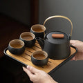 Japanese Design Black Ceramic Tea Set