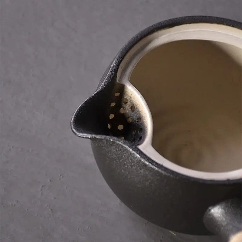 Japanese Kyusu Black Ceramic Teapot 500 ml with Side Handle